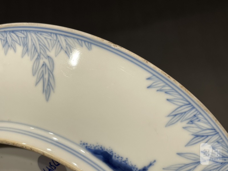 清雍正 青花竹石纹盘 - 图2